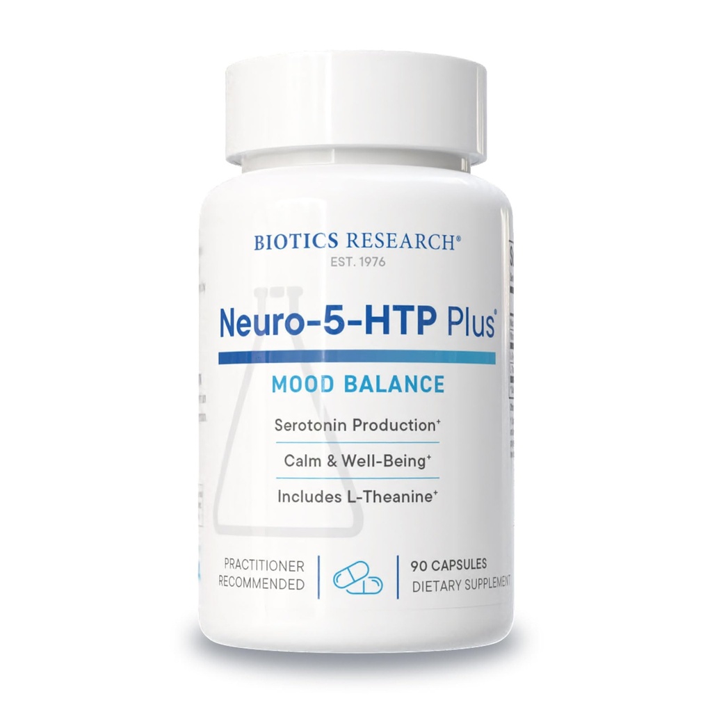 Biotics Research Neuro 5 HTP Plus Neurological Support, Calm Brain Activity, Healthy Sleep Patterns, Overall Sense of Well-Being, Promotes Relaxation, Serotonin Precursor, L Theanine, 90 Capsules