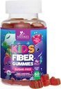 Kids Fiber Gummies 4g – Prebiotic Fiber Supplement for Digestive Health, Regularity & Immune Support – Sugar Free & Plant-Based Fiber – Natural Raspberry Flavor – Vegan, Gluten-Free – 60 Gummies