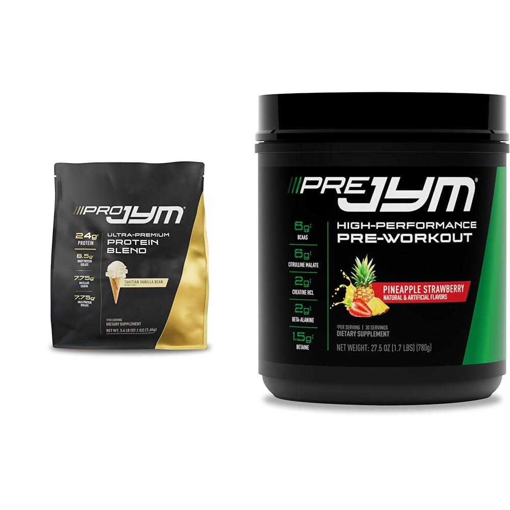 PRO JYM 45 Υπηρεσίες - Ταϊτή Vanilla Bean & PRE JYM 30 Σερβίρει - Ανανάς Φράουλα