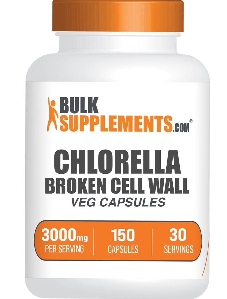 BulkSupplements.com Κάψουλες Chlorella - Σπασμένο τοίχωμα κυττάρων, συμπλήρωμα Chlorella - Superfood Supplement, Vegan & Gluten Free, 5 κάψουλες ανά υπηρεσία, 150 Count (Pack of 1)