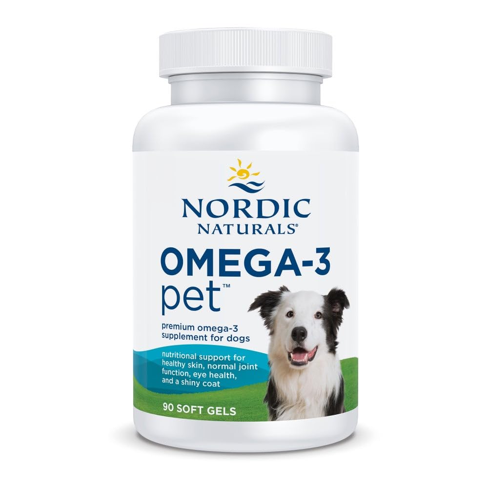 Nordic Naturals Omega-3 Pet, Unflavored - 90 Soft Gels - 320 mg Omega-3 Per Soft Gel - Fish Oil for Dogs with EPA & DHA - Προάγει την καρδιά, το δέρμα, το παλτό, & την ανοσοποιητική υγεία