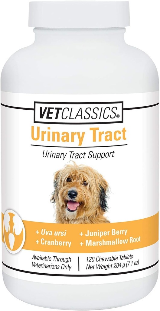 Vet Classics Urinary Tract Dog Supplement- Urinary Tract Support for Dogs, Pet Incontinence- Cranberry Dog Supplements- Chewable Tablets 120 Ct.
