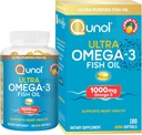 Qunol Fish Oil Omega 3 Mini Softgels, 1000mg Omega 3 EPA + DHA, Ultra Pure Συμπληρώματα, Υποστήριξη για την Υγεία της Καρδιάς, Λεμόνι Γεύση, Εύκολο στην Κατάποση Minis, 3 Μήνες Προμήθεια, 180 Μέτρα