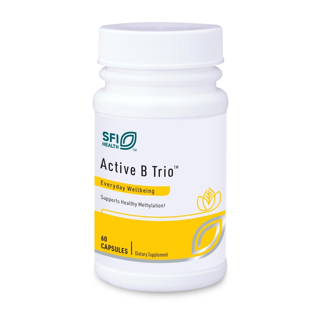 Klaire Labs SFI Health Active B Trio - Methylated Vitamin B Complex with B6, B12 & Folate - Bioactive Vitamins for Enhanced Absorption - Promote Healthy Energy & Cognition (60 Capsules)