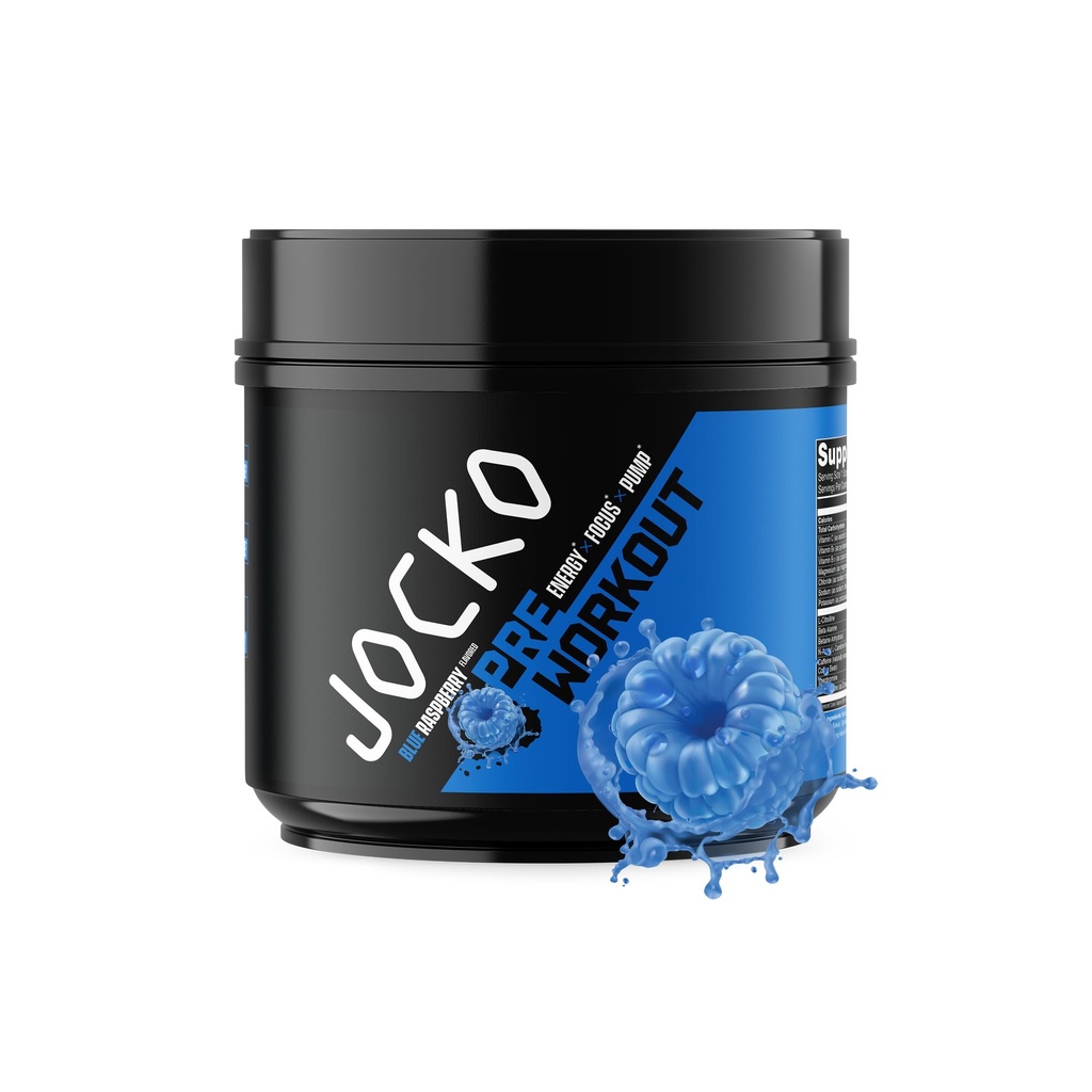 Jocko Fuel Ultimate Preworkout Powder - Pre-Workout Energy Powder Drink for Men & Women - High Stim Sugar-Free Nootropic Blend to Support Muscle Pump, Energy, & Recovery 200mg Caffeine Blue Raspberry