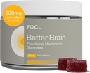 FOCL Lions Mane Mushroom Gummies - συμπλήρωμα μανιταριών για τη λειτουργία του εγκεφάλου, Εστίαση, Μνήμη, Ενέργεια, Ανοσοποιητική ενίσχυση, Stamina - Nootropic Complex Lion's Mane, Reishi, Cordyceps - Vegan, Χωρίς γλουτένη, Οργανικά