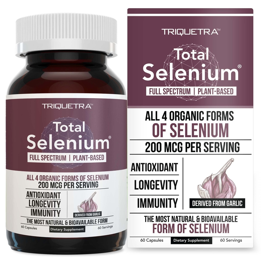 Ολικό Σελήνιο - 200 mcg, Φυτικό Σελήνιο - Full Spectrum, Περιέχει 4 Βασικές Οργανικές Μορφές Σεληνίου Συμπεριλαμβανομένης Σεληνομεθειονίνης - που προέρχονται από Σκόρδο - 60 Κάψουλες