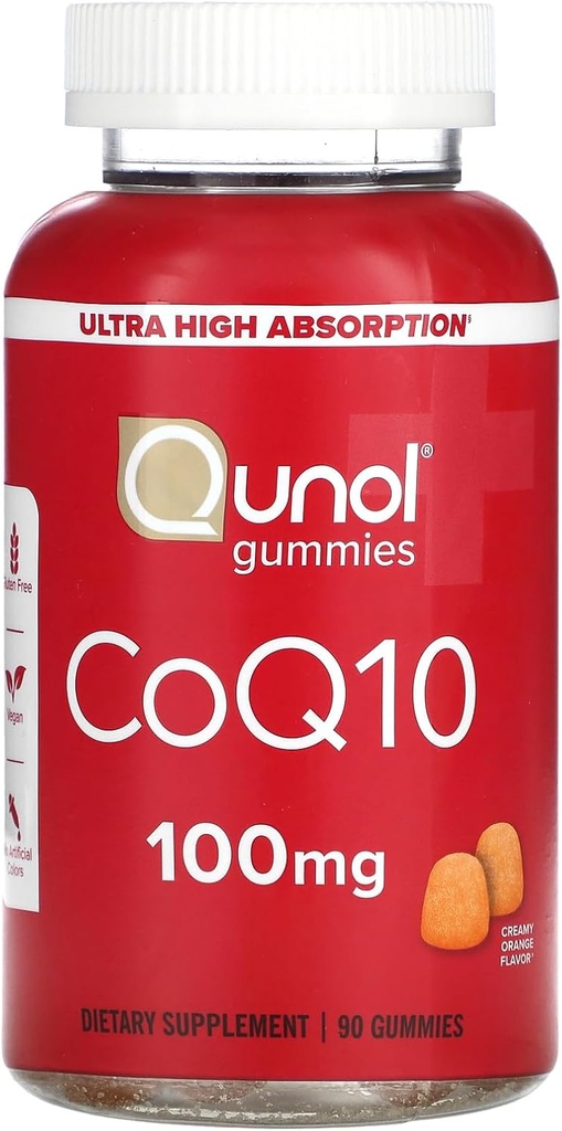 Qunol CoQ10 Gummies, CoQ10 100mg, Delicious Gummy Συμπληρώματα, Συνένζυμο Q10 Βοηθά στην υποστήριξη της υγείας της καρδιάς, Vegan, Χωρίς γλουτένη, Ultra Υψηλή Απορρόφηση - 90 Μέτρα