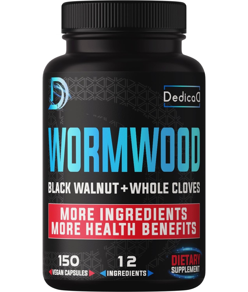Premium Wormwood Extract Κάψουλες - 5 Μήνες Προμήθεια για το ανοσοποιητικό - 12 Βότανα Αναμειγνύονται με Black Walnut Φύλλα, Ginger, Turmeric & More - 150 Counts