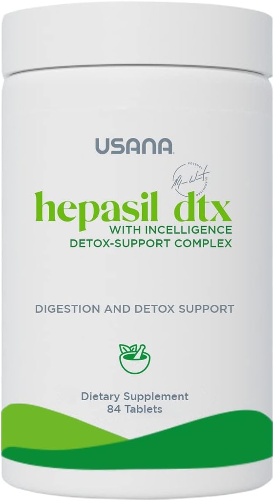 USANA - Hepasil DTX with InCelligence - Συγκρότημα Υποστήριξης για την Πλήρη Υγεία, Προστασία, Ευεξία & Ζωτικότητα - 84 Tablets (28-Day Supply)