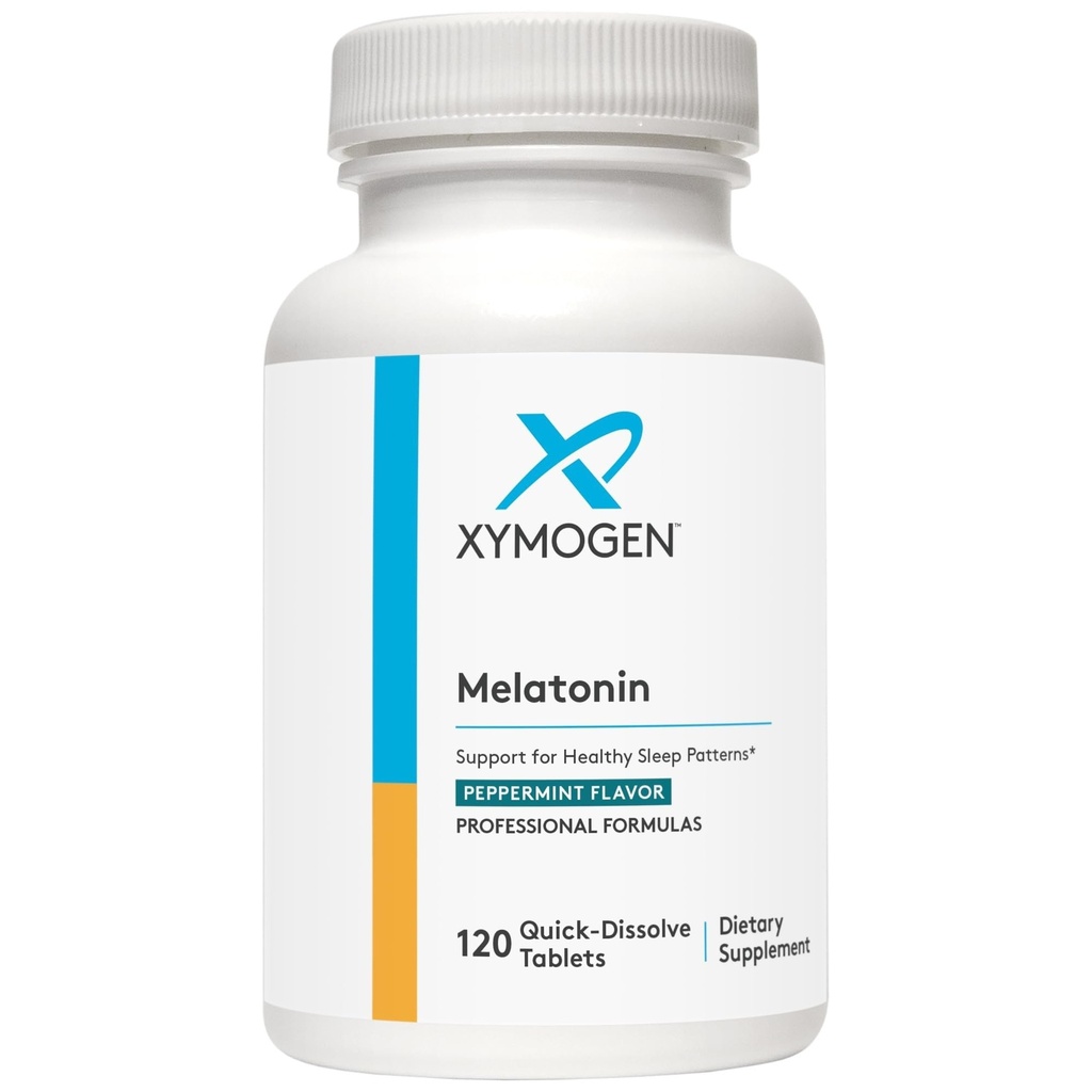 XYMOGEN Μελατονίνη - Lozenges μέντας - 3mg συμπλήρωμα μελατονίνης για τη νύχτα, Αντιοξειδωτικό + Ανοσολογική Υποστήριξη (120 Quick- Disolve Tablets)