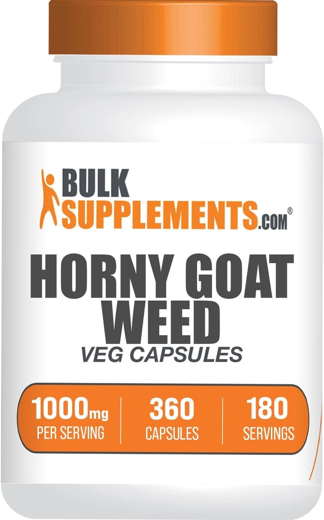 BulkSupplements.com Καψάκια για Χορνώδη Αίγες - Epimedium Extract, Horny Goat Weed Herbal Supplements - Vegan, 2 Κάψουλες ανά Σερβίρισμα (1000mg), 360 Veg Capsles (Pack of 1)