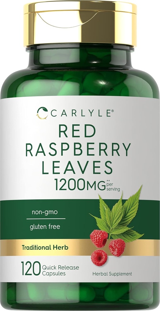 Carlyle Red Raspberry Leaf Capsules | 1200mg | 120 Count | Non-GMO and Gluten Free Formula | Traditional Herbal Extract