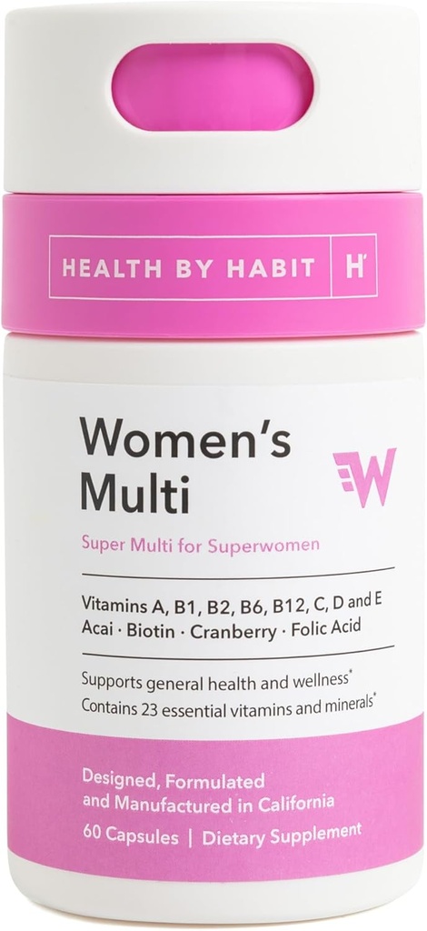 Health by Habit Womens Multi Supplement (60 Capsules) - 23 Essential Vitamins and Minerals, Supports General Health & Wellness, Non-GMO, Sugar Free (1 Pack)