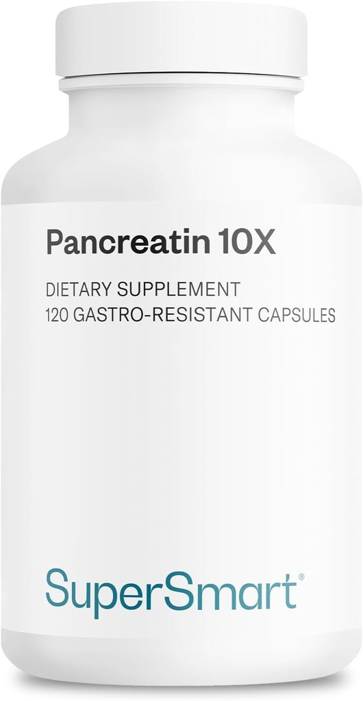 Supersmart - Pancreatin 10X 4000 ανά ημέρα (Extra Strength) - Digestive Enzymes Supplement - με Protease, Lipase, Amylase, Trypsin - Healthy Digestion Support 