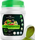 Green Superfood Powder – Βιολογικό Super Greens Drink for Bloating, Energy & Digestion – Daily Vegan Detox Supplement with Spirulina, Chlorella, Prebiotics – 53 Servings
