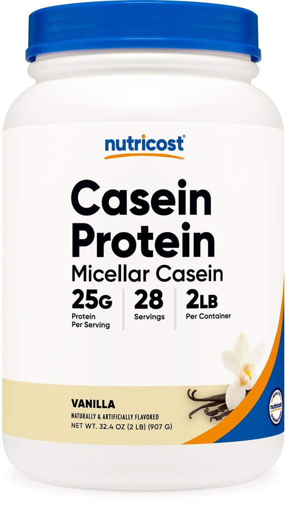Nutricost Κάζεϊν Protein Powder 2lb Βανίλια - Micellar καζεΐνη, χωρίς γλουτένη, μη GMO