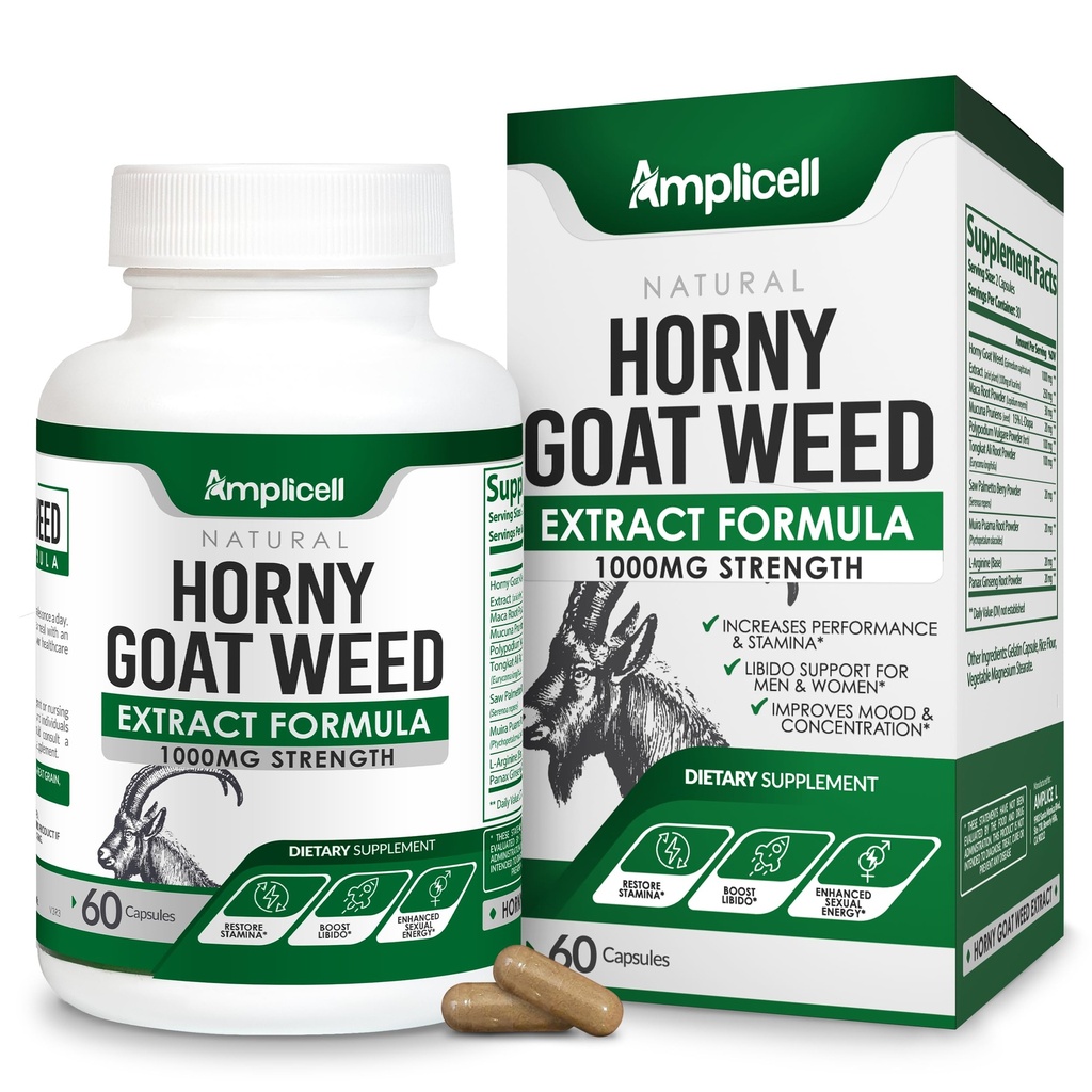 Horny Goat Weed with Maca Root, Tongkat Ali, L-αργινίνη & Panax Ginseng – Ανδρική απόδοση & συμπλήρωμα Booster Libido – Ενέργεια, Stamina & Vitality Χάπια για άνδρες & γυναίκες – 60 κάψουλες