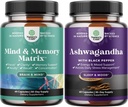 Bundle of Enhancee Brain Memory, Boost Focus, βελτίωση της καθαρότητας Mind Booster και Mood Enhanceer Organic Ashwagandha Capses - Pure Ashwagandha Powder for Thyroid Energy Focus