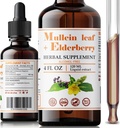 FabLab Mullein Leaf Extract with Elderberry 4 Fl Oz - Made in USA - Drops for Better Lung - Mullein Tincture for Lung Detox - Bronchial Cleanse for Smokers - Συμπληρώματα για το αναπνευστικό
