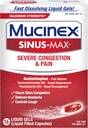 Mucinex Sinus-Max Μέγιστη Δύναμη Σοβαρή Συμφόρηση & Υγρό Πόνος Gels, 16ct