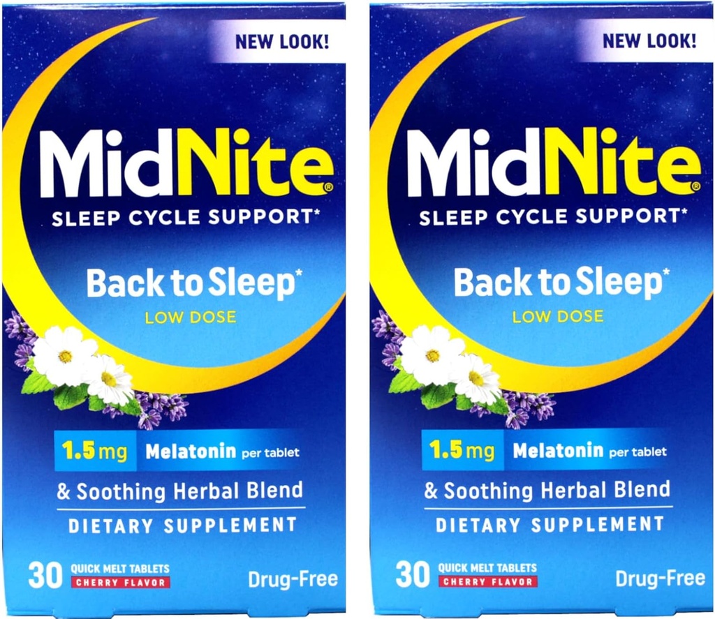 Midnite Sleep Aid for Occasional Sleeplessness, 30 Chewable Cherry Tablets (Value Pack of 2)
