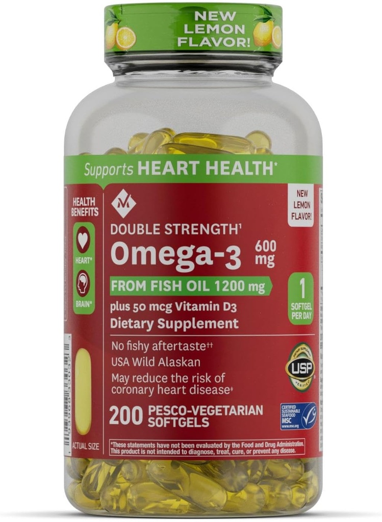 Μάρκα μέλους 600mg Ωμέγα-3 από ιχθυέλαιο με 50 mcg βιταμίνη D3 (200 κόμης)