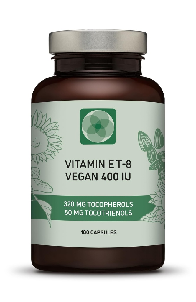 Vitamin E - All 8 Tocopherols + Tocotrienols 400 IU Vegan - Alpha Tocopherol/Tocotrienol + Beta Tocopherol/Tocotrienol + Gamma Tocopherol/Tocotrienol + Delta Tocopherol/Tocotrienol (180)