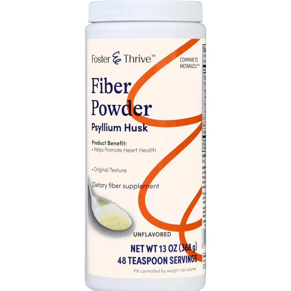 Foster & Thrive καθημερινή Psyllium Husk σκόνη συμπλήρωμα, 4-σε-1 Ίνες για Digestive Health Laxative, Ανακουφίζει περιστασιακή δυσκοιλιότητα, ζαχαρούχο w/Real Sugar, Original Flavor, 48 Δόσεις