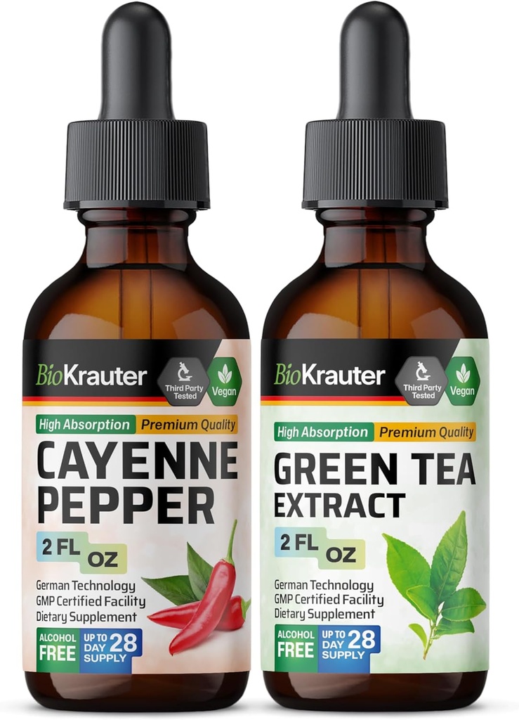BIO KRAUTER Cayenne Βάμμα 2 Fl. Oz. & Πράσινο Tea Βάμμα 2 Fl. Oz.
