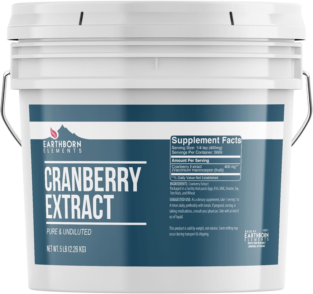 Earthborn Στοιχεία Cranberry Extract 1 Gallon Bucket, καθαρό & μη αραιωμένο, φυτικό συμπλήρωμα