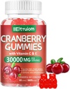 Cranberry Gummies urinary Tract Health for Women & Men, 50X συμπυκνωμένο Extrac, βιταμίνη C & E, Cranberry Gummies για γυναίκες με ιβίσκο για την υποστήριξη του ανοσοποιητικού, 60 κόμητες