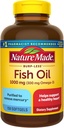 Nature Made Burp Less Fish Oil Omega 3 Συμπληρώματα, 1000mg Softgels, Ωμέγα 3 Fish Oil Συμπληρώματα για Υγιεινή υποστήριξη καρδιάς, 150 Softgels, 75 Ημέρα προσφοράς