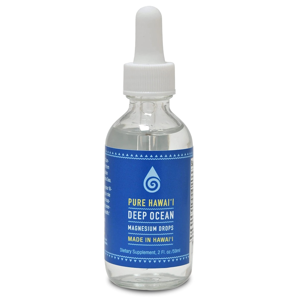 Pure Hawaii Deep Ocean Magnesium Drops – Made in Hawaii – with Other Trace Minerals – Easy to Take Liquid 2 Fl. Oz. -Support Brain, Immune, and Heart Health