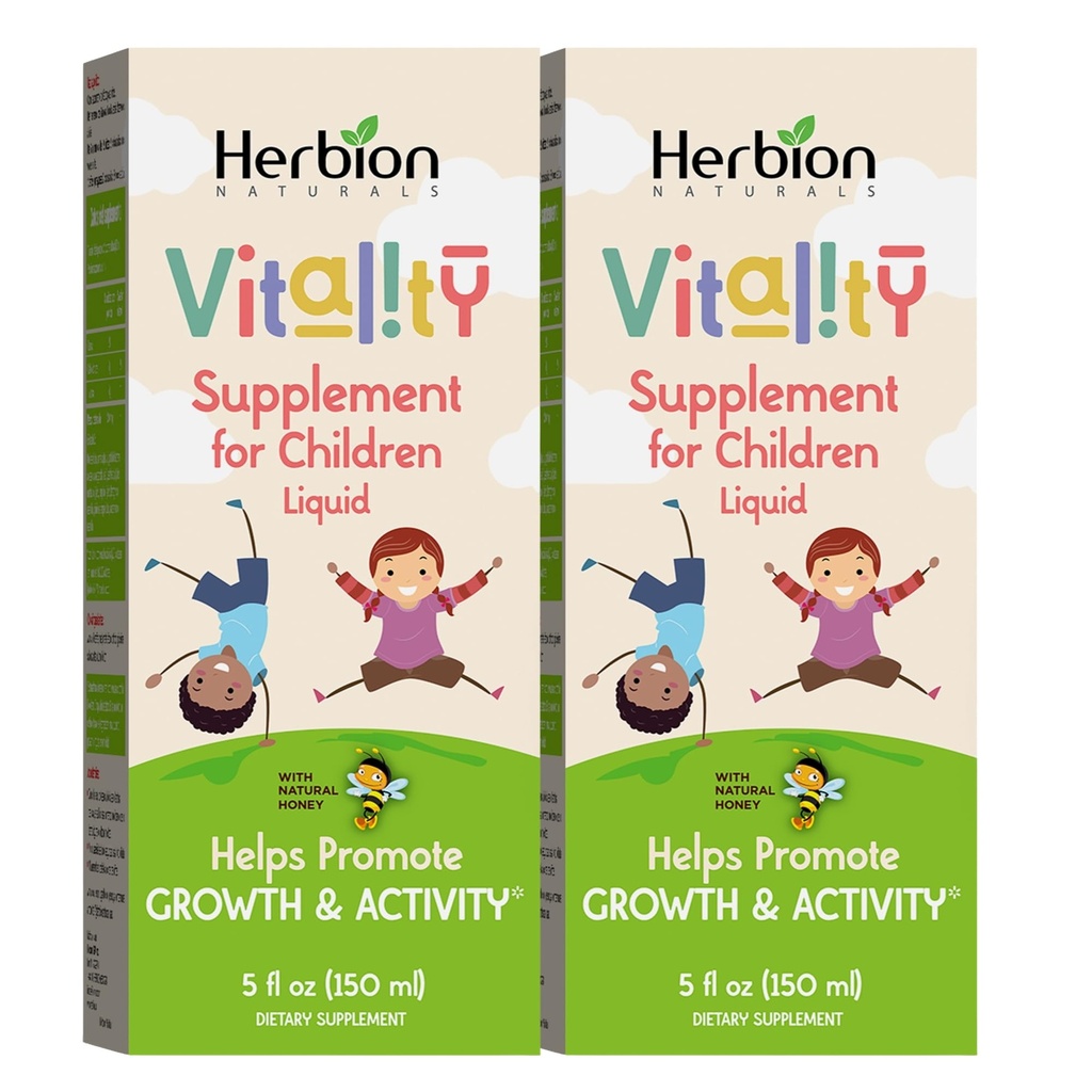 HERBION Naturals Συμπλήρωμα ζωτικότητας για παιδιά, προάγει την ανάπτυξη και την όρεξη, ανακουφίζει τη κόπωση, βελτιώνει την ψυχική και φυσική απόδοση, για παιδιά 1 έτους και άνω, 5 fl Oz (πακέτο του 2)