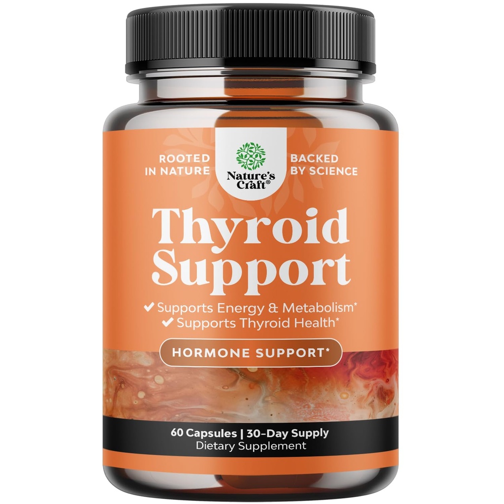 Herbal Thyroid Support Complex - Potent Kelp Iodine Supplement with L Tyrosine, Bladderwrack, Selenium & Pure Ashwagandha for Hormone Balance - Mood & Energy Dietary Pills - 60 Count