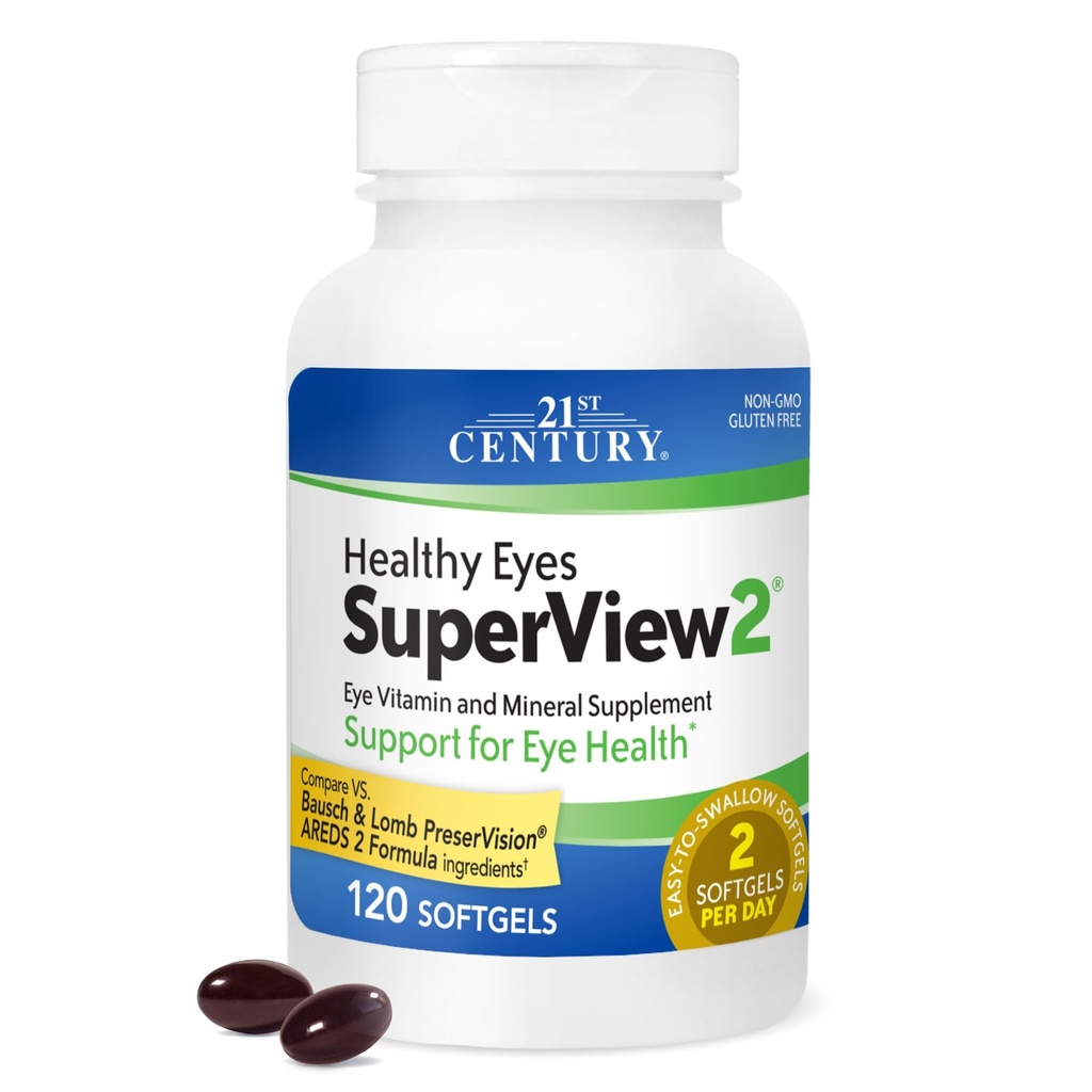 21ος αιώνας υγιή μάτια SuperVision2 Softgels, 120 κόμης (πακέτο του 2)