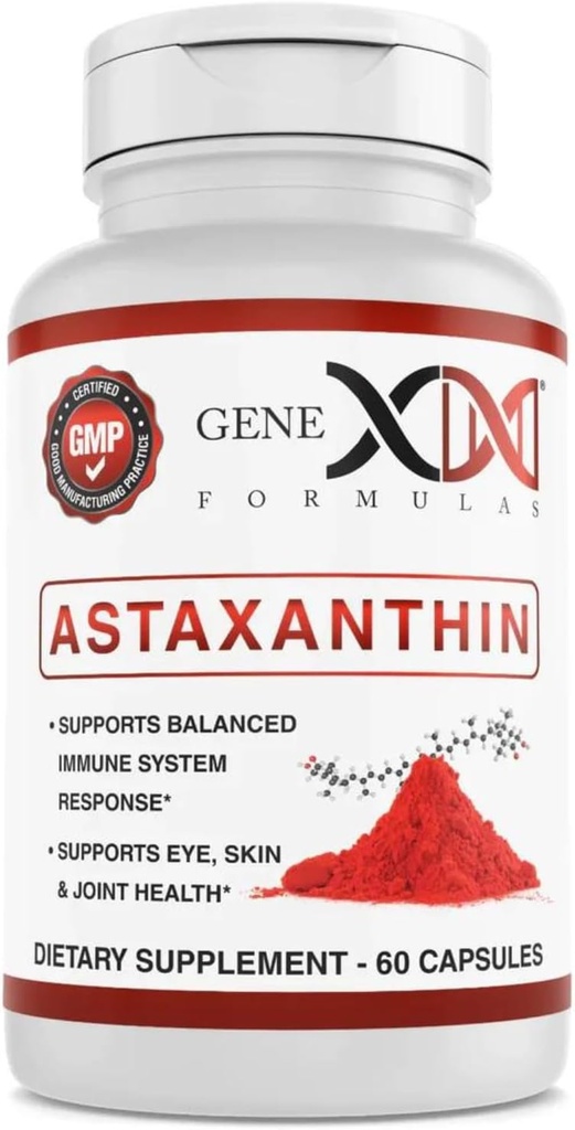 GENEX 12mg Ασταξανθίνη Softgels (60 κάψουλες) Φυσικό Αντιοξειδωτικό για τα μάτια, το δέρμα, και Κοινή Υγεία & Ανοσολογική Υποστήριξη - Χωρίς γλουτένη, Μη ΓΤΟ (60 ημέρες προσφοράς)