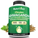 Nutrivein Ashwagandha για άνδρες και γυναίκες - 1600mg - Ενισχυμένο με μαύρο πιπέρι - Υψηλής απορρόφησης Root Powder Ashwagandha Συμπληρώματα για ισορροπία Mood, ξεκούραστο ύπνο, & Focus - 120 Vegan Κάψουλες