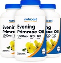 Nutricost Evening Primrose Oil 1.300mg, 120 Softgels (3 Μπουκάλια) - Μη ΓΤΟ, Χωρίς Γλουτένη, 120 Σερβιέτες