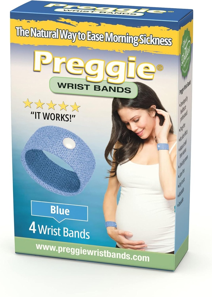 Τρεις Lollyes Pregie Anti-Nausea Wristbands – Πρωινή Αρωγή Ασθένειας –- Παράπλευρο Εφέ Δωρεάν - 2 Κόμη (4 Wristbands) - Μπλε