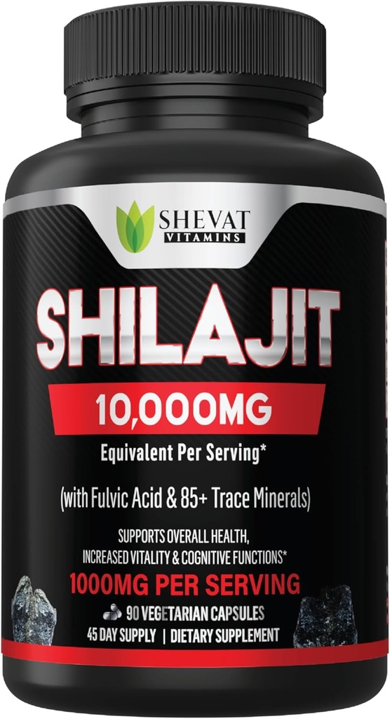 Shilajit Capsules 22000mg and 85+ Trace Minerals for Energy &Immune Support-Organic shilajit for Men & Women Non-GMO Shilajit Pills for Men, Made in USA (Packaging May Vary)
