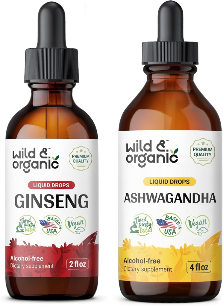 Βάμμα Wild & Organic Ginseng 2 fl oz & Ashwagandha Βάμμα 4 fl oz