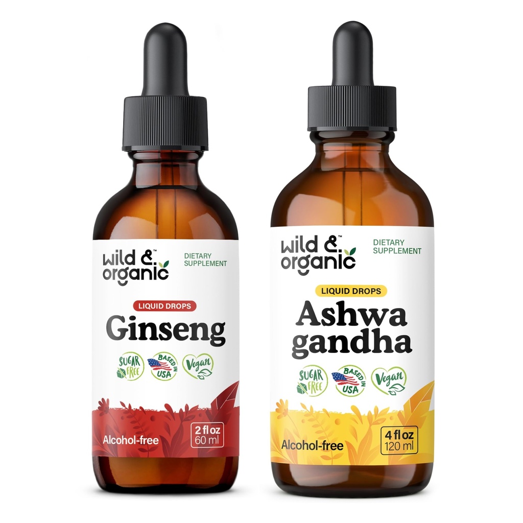Βάμμα Wild & Organic Ginseng 2 fl oz & Ashwagandha Βάμμα 4 fl oz