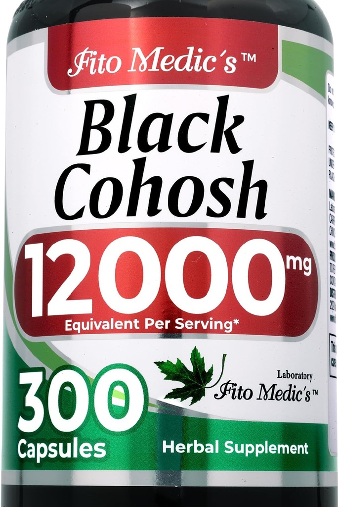 FITO MEDIC'S Black Cohosh Root Extract 12000 mg Ισοδύναμο, βοτανικό συμπλήρωμα για γυναίκες, 300 κάψουλες