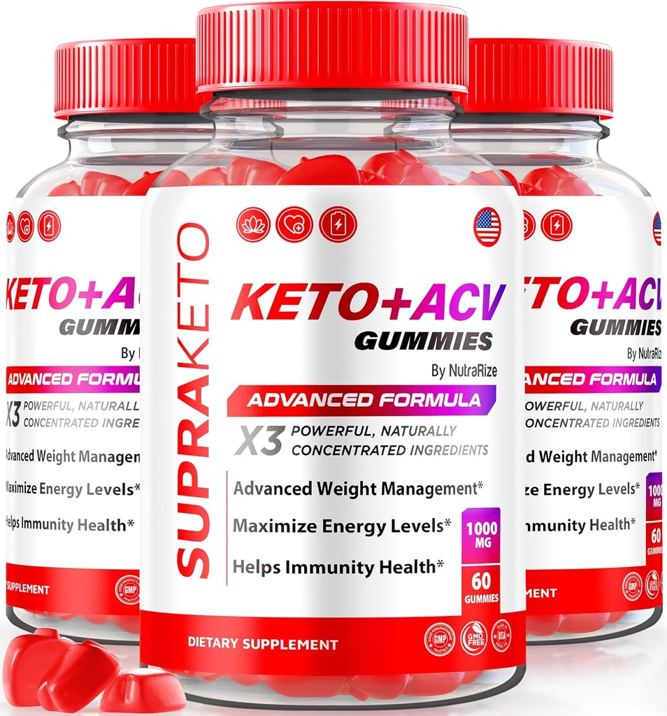 NutraRize (πακέτο 3 Supra Keto ACV Gummies για απώλεια βάρους, Premium Keto+ACV Gummies, όλα τα φυσικά μηλίτη μηλίτη Gummy, Advanced Formula, επίσημες κριτικές συμπλήρωμα (180 Gummies)