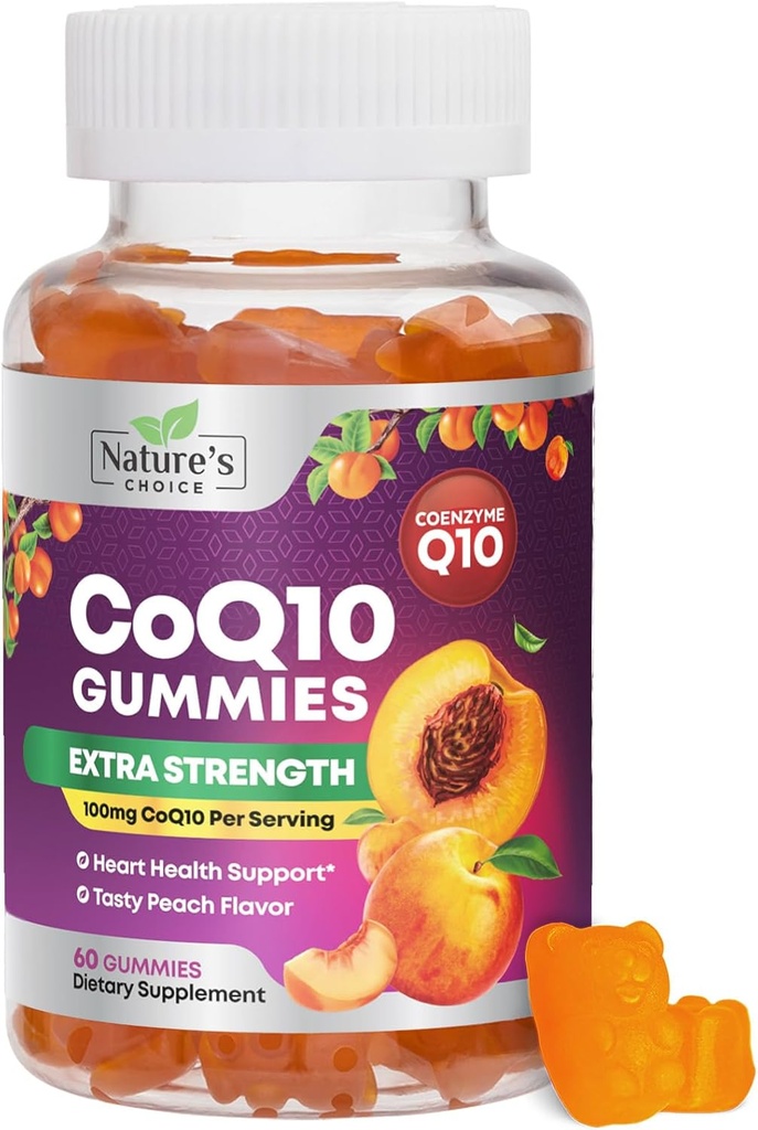 CoQ10 Gummies for Adults 100mg - 3X Δύναμη, Υψηλή Απορρόφηση, Αντιοξειδωτικό συμπλήρωμα για την υποστήριξη της καρδιάς και την παραγωγή ενέργειας, Ultra Coenzyme Q10 Βιταμίνες, Coq 10 Συμπληρώματα - 60 CoQ10 Gummies
