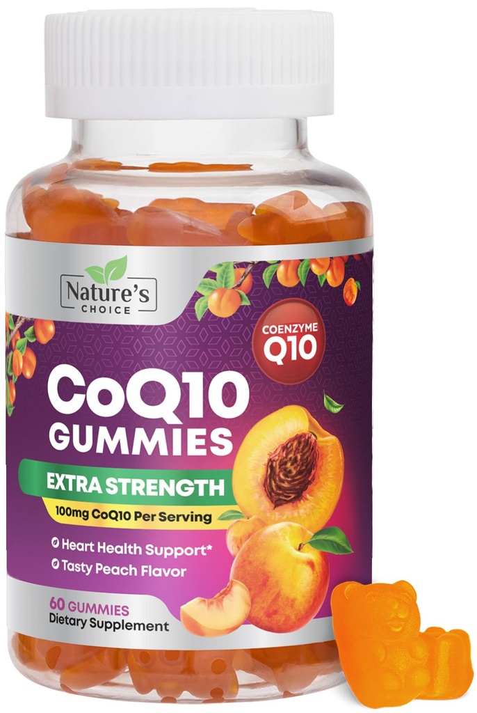 CoQ10 Gummies for Adults 100mg - 3X Δύναμη, Υψηλή Απορρόφηση, Αντιοξειδωτικό συμπλήρωμα για την υποστήριξη της καρδιάς και την παραγωγή ενέργειας, Ultra Coenzyme Q10 Βιταμίνες, Coq 10 Συμπληρώματα - 60 CoQ10 Gummies