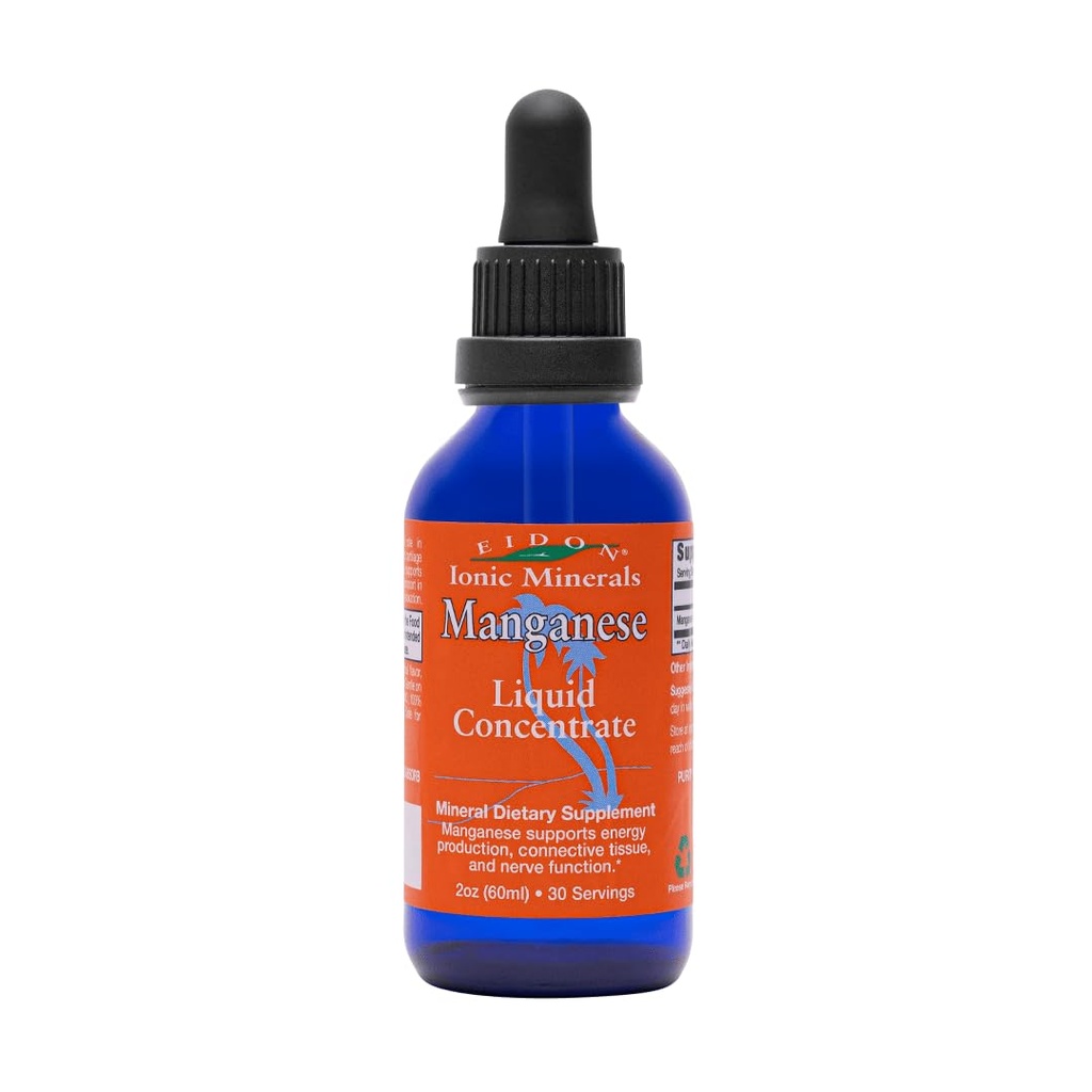 Eidon Ionic Minerals Liquid Manganese - Manganese Chloride Drops Supplement, Mineral Drops for Water, Supports Οστό και Cartilage Health, Energy and Strength, Proper Digestive Tract Function, 2 oz