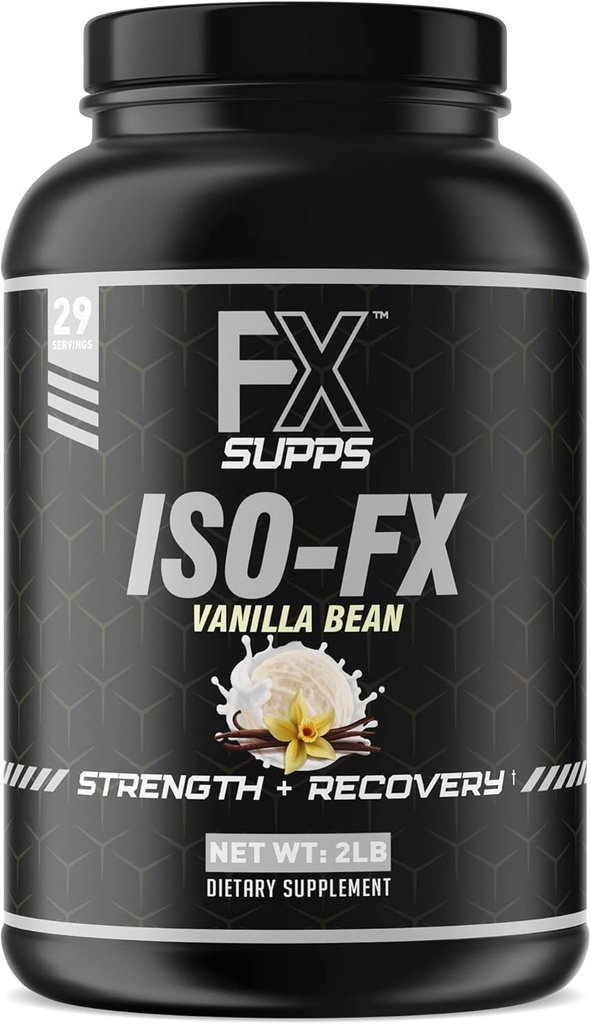 FX SUPPS ISO-FX 100% Isolate Whey Protein Powder (Vanilla) Ιδανικό συμπλήρωμα αποκατάστασης μετά την προπόνηση με Complex BCAA & EAA Blend για άνδρες και γυναίκες, υποστηρίζει την αποκατάσταση των μυών και την ανάπτυξη, 2.0 Λίρες
